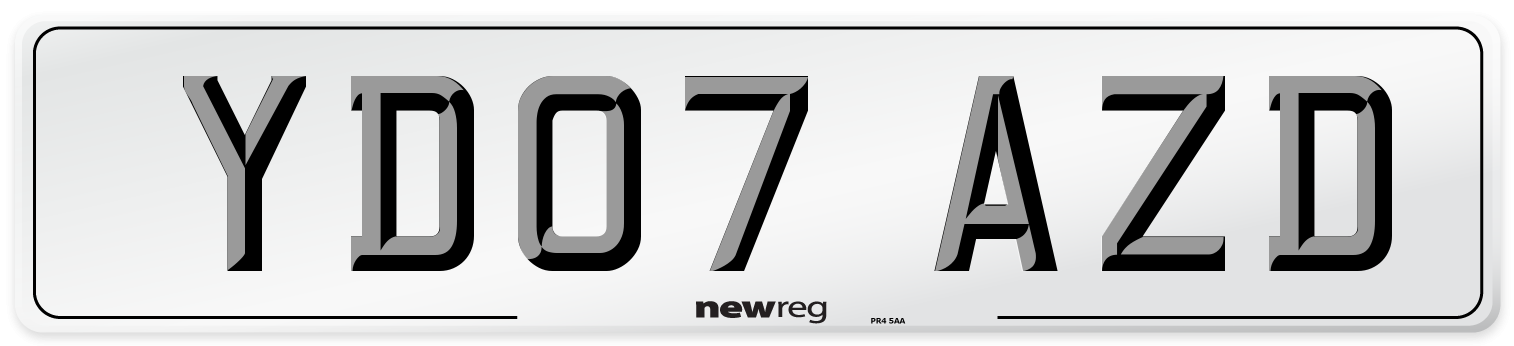 YD07 AZD Number Plate from New Reg